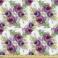 thumbnail image 1 of Ambesonne Botanical Fabric by the Yard Upholstery, Rows of Purplish Flowers, 1 Yard, Multicolor, 1 of 5