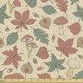 thumbnail image 1 of Ambesonne Botanical Fabric by the Yard Upholstery, Scene of Leaves Mushrooms, 10 Yards, Champagne Peacock Green, 1 of 5