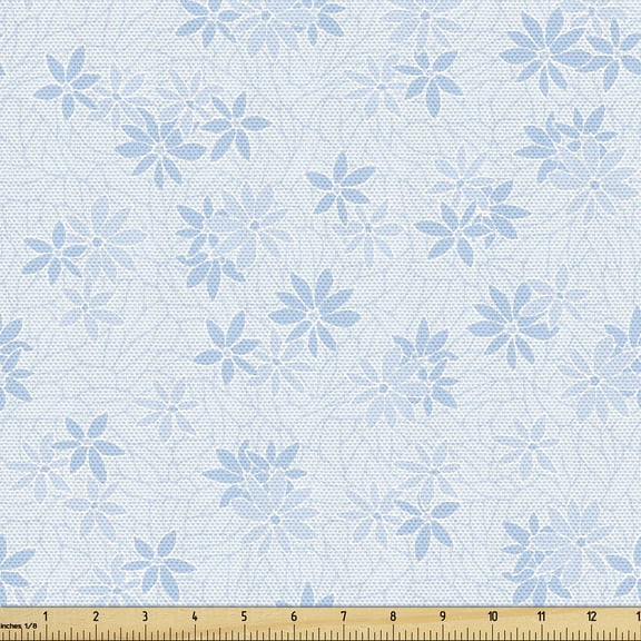 Ambesonne Botanical Fabric by the Yard Upholstery, Summer Sky Minimalist, 1 Yard, Soft Blue and Deep Sky Blue