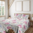 thumbnail image 1 of Ambesonne Botanical Fitted & Flat Sheet with Sham 3 Pcs Set, Flowers Garden Retro Art, Twin XL, Pale Pink Pale Grey, 1 of 5