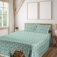 thumbnail image 1 of Ambesonne Botanical Fitted & Flat Sheet with Shams 4 Pcs Set, Autumn Fallen Leaves Art, Queen, Almond Green Laurel Green, 1 of 5