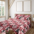 thumbnail image 1 of Ambesonne Botanical Fitted & Flat Sheet with Shams 4 Pcs Set, Spruce Branches Pattern, King, Dark Pink Charcoal Grey, 1 of 1
