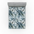 thumbnail image 1 of Ambesonne Botanical Fitted Sheet, Abstract Garden Petals, Queen Size, Blue Grey Sepia, 1 of 5