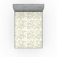 thumbnail image 1 of Ambesonne Botanical Fitted Sheet, Pastel Art Vintage Floral, Full Size, Blush and Pale Olive Green, 1 of 5