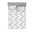 thumbnail image 1 of Ambesonne Botanical Fitted Sheet & Pillow Sham Set, Greyscale Dandelions, Full, Dimgray Pearl and White, 1 of 2