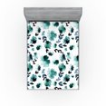 thumbnail image 1 of Ambesonne Botanical Fitted Sheet, Retro Flower Leaf Design, Queen Size, Dark Teal Slate Blue, 1 of 5