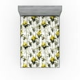 thumbnail image 1 of Ambesonne Botanical Fitted Sheet, Summer Print Meadow Bloom, King Size, Dark Olive Green Mustard, 1 of 5