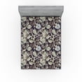 thumbnail image 1 of Ambesonne Botanical Fitted Sheet, Vintage Pattern of Lily, Full Size, Dark Purple Eggshell Tan, 1 of 5