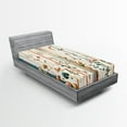 thumbnail image 1 of Ambesonne Botanical Fitted Sheet, Woodland Bohemian Stripes, Twin Size, Petrol Blue Salmon White, 1 of 3