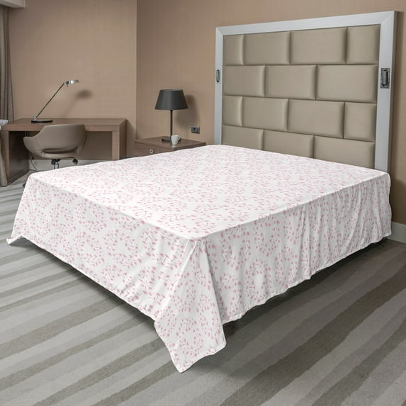 Ambesonne Botanical Flat Sheet, Romantic Dandelion Flower, Full Size, Pale Rose Pale Pink