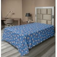 thumbnail image 1 of Ambesonne Botanical Flat Sheet, Woodland Life on Blue, Twin Size, Azure Blue Champagne, 1 of 1