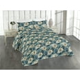 thumbnail image 1 of Ambesonne Botanical Garden Quilted Bedspread Set 3 Pcs, Cold Tones Floral, Twin, Slate Blue and Dark Teal, 1 of 4