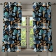 thumbnail image 1 of Ambesonne Botanical Grommet Curtain, Art Abstract Leaves Print, 50"x60", Dark Turquoise and Caramel, 1 of 5