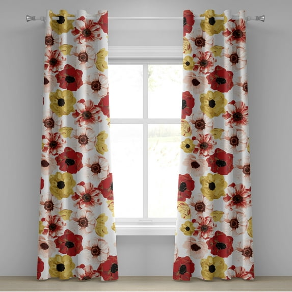 Ambesonne Botanical Grommet Curtain, Spring Boho Aura Floral, 50"x108", Blush Raspberry and White