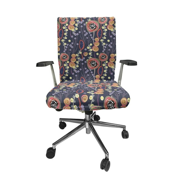 Ambesonne Botanical Office Chair Cover Stretchable High Back, Exotic Plants Jungle Art, Quartz Salmon