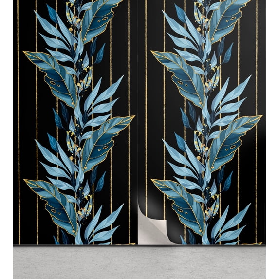 Ambesonne Botanical Peel & Stick Wallpaper for Home, Branches Bluish Pattern, 13"x36", Dark Sky Blue and Pale Camel