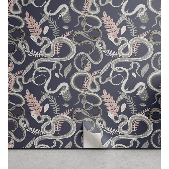 Ambesonne Botanical Peel & Stick Wallpaper for Home, Pastel Snake and Branches, 13"x36", Multicolor