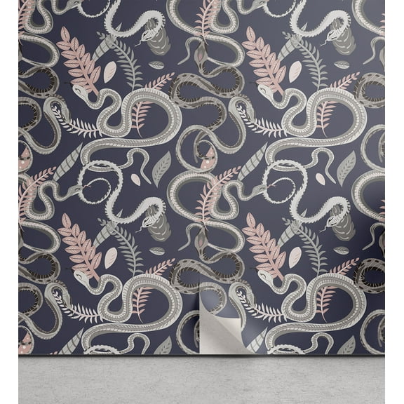 Ambesonne Botanical Peel & Stick Wallpaper for Home, Pastel Snake and Branches, 13"x36", Multicolor