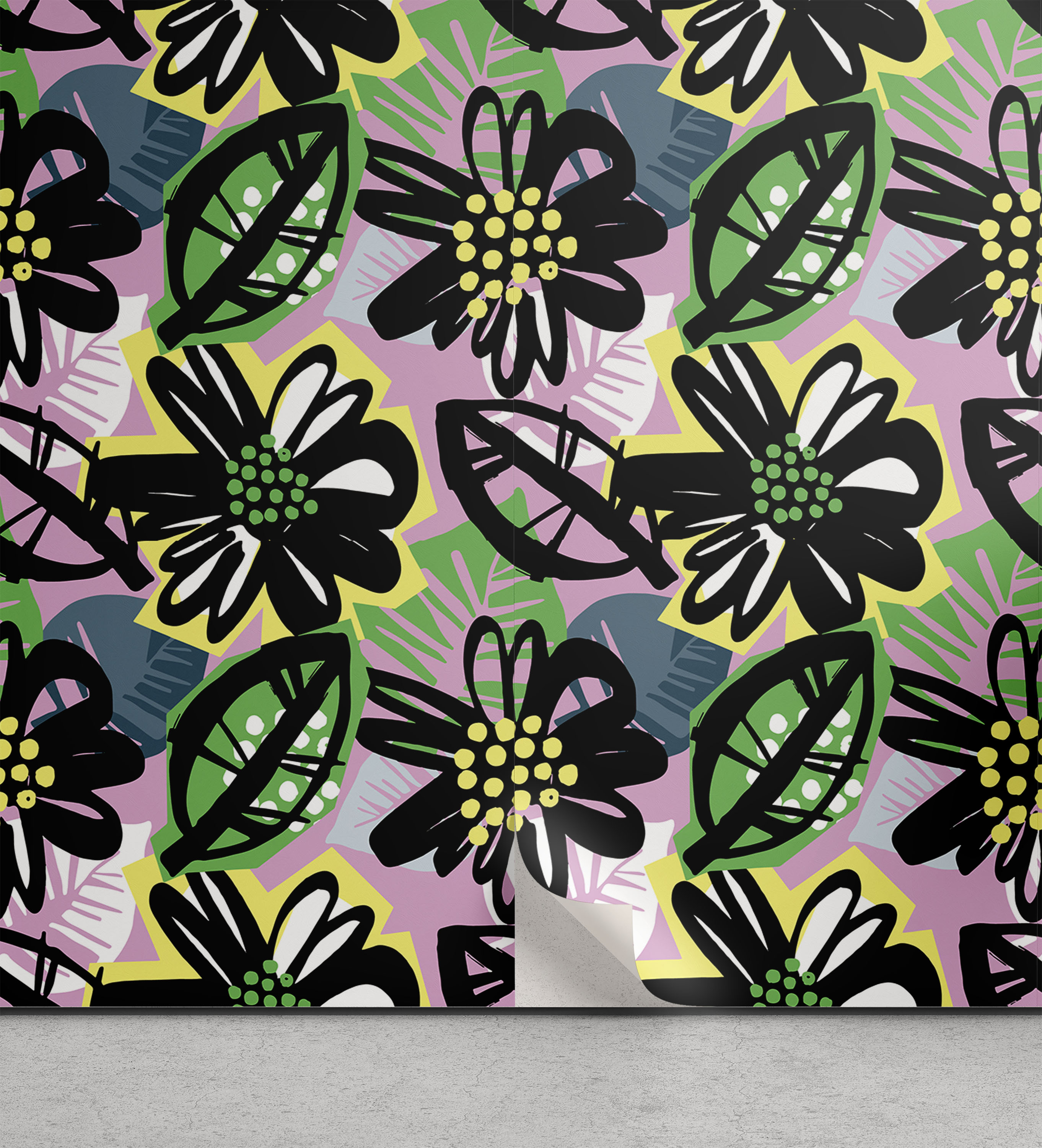 BOKEBEVE White Purple Rose Floral Contact Paper Peel And Stick Wallpaper Boho Wall Paper For Kitchen Countertop Cabinet Room Walls Removable PVC Waterproof Modern 17.5 X 118In