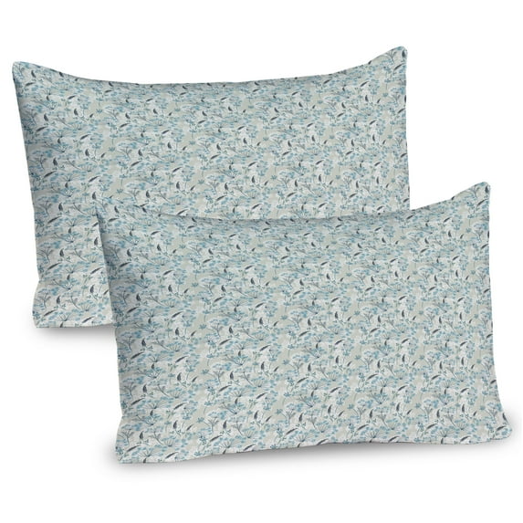 Ambesonne Botanical Pillow Sham 2 Pack, Autumnal Vintage Floral, 26"x20", Slate Blue Sage Green