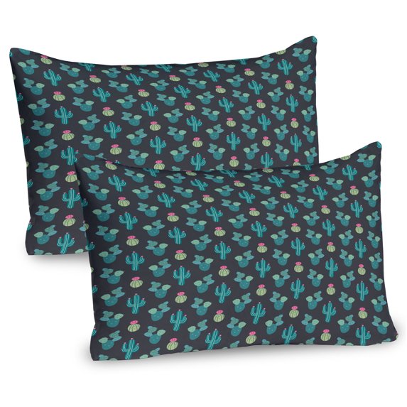 Ambesonne Botanical Pillow Sham 2 Pack, Saguaro Cactus Mexican, 36"x20", Grey Teal Pale Green