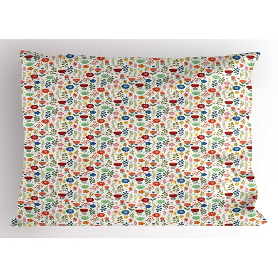 Ambesonne Botanical Pillow Sham, Ornate Fresh Nature, 36" X 20", Multicolor