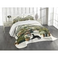 thumbnail image 1 of Ambesonne Botanical Quilted Bedspread Set 3 Pcs, Greenhouse and Big Cat, Queen Size, Olive Green and Dark Teal, 1 of 4
