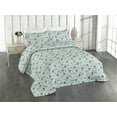 thumbnail image 1 of Ambesonne Botanical Quilted Bedspread Set 3 Pcs, Pastel Flowers Spring Art, Twin, Pale Blue and Rose, 1 of 4