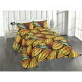 thumbnail image 1 of Ambesonne Botanical Quilted Coverlet 2 Pcs, Autumn Leaves Repeated, Twin Size, Mustard and Vermilion, 1 of 4
