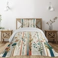 thumbnail image 1 of Ambesonne Botanical Quilted Coverlet 2 Pcs, Woodland Bohemian Stripes, Twin Size, Petrol Blue Salmon White, 1 of 4
