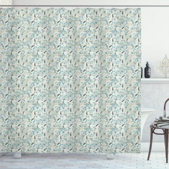 Ambesonne Botanical Shower Curtain, Autumnal Vintage Floral, 69"Wx84"L, Slate Blue Sage Green