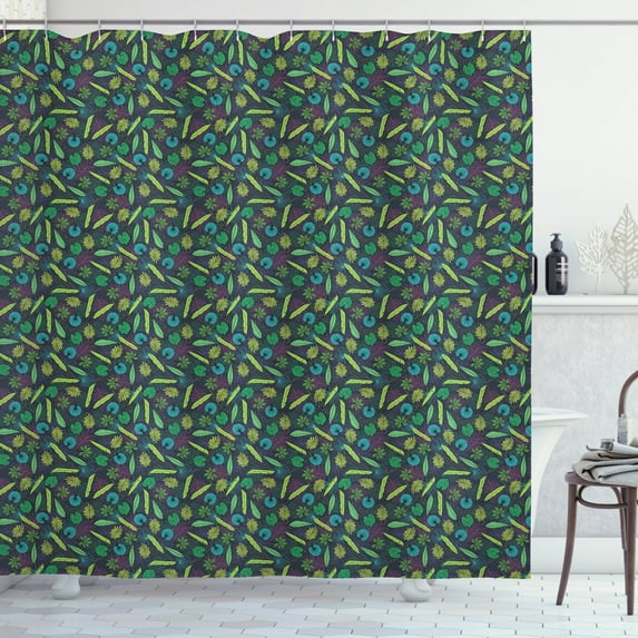 Ambesonne Botanical Shower Curtain, Tropical Leaves Jungle, 69"Wx84"L, Green Seafoam