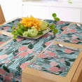 thumbnail image 1 of Ambesonne Botanical Table Runner & Placemats, Arrangement of Flowers, Placemat 4 pcs + Runner 12"x72", Teal Coral, 1 of 2