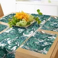 thumbnail image 1 of Ambesonne Botanical Table Runner & Placemats, Art Deco Style Curvy Art, Placemat 4 pcs + Runner 14"x72", Sea Blue and Jade Green, 1 of 2