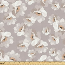Ambesonne Botanical Themed Fabric by the Yard Upholstery, Aquarelle Boho Art, 1 Yard, Pale Purpleblue Off White