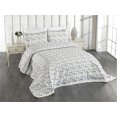 thumbnail image 1 of Ambesonne Botanical Themed Quilted Coverlet 3 Pcs, Garden Vibes Bloom, Queen Size, Eggshell Sea Blue, 1 of 4