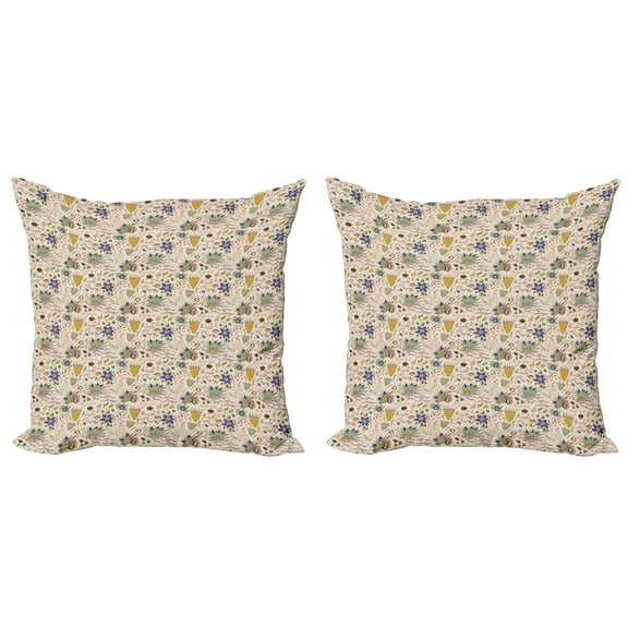 Ambesonne Botanical Throw Pillow Cover 2 Pack, Abstract Garden Art, 20", Multicolor