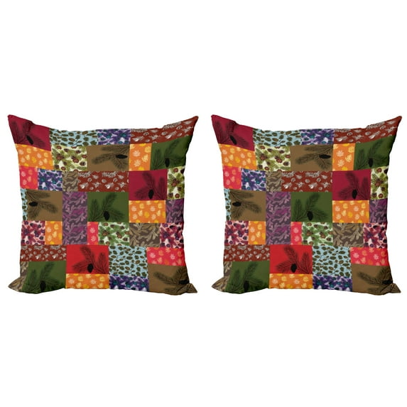 Ambesonne Botanical Throw Pillow Cover 2 Pack, Colorful Pine Squares Art, 18", Multicolor
