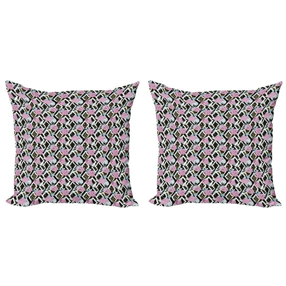 Ambesonne Botanical Throw Pillow Cover 2 Pack, Grunge Blossoms Pattern, 16", Multicolor