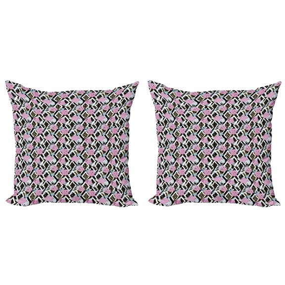 Ambesonne Botanical Throw Pillow Cover 2 Pack, Grunge Blossoms Pattern, 18", Multicolor