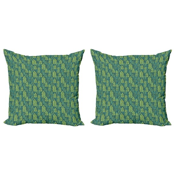 Ambesonne Botanical Throw Pillow Cover 2 Pack, Nature Abstract Branches, 16", Teal Dark Seafoam