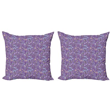 Ambesonne Botanical Throw Pillow Cover 2 Pack, Retro Floral Spring, 20", Multicolor