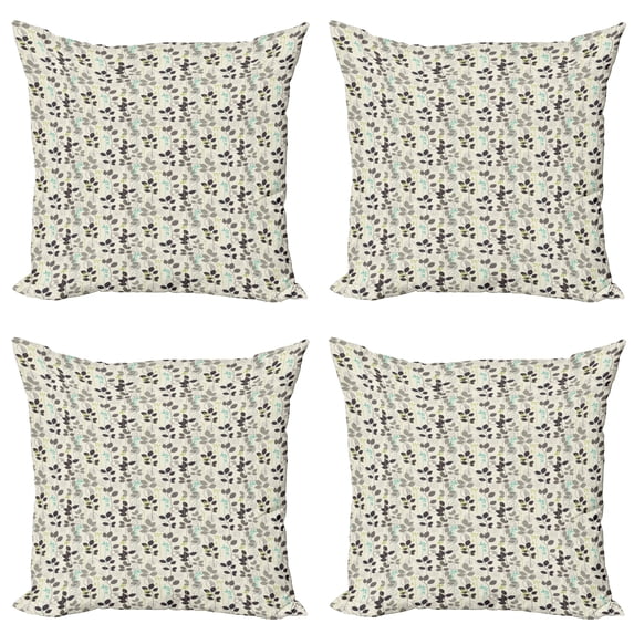 Ambesonne Botanical Throw Pillow Cover 4 Pack, 70s Style Interior Design, 24", Multicolor