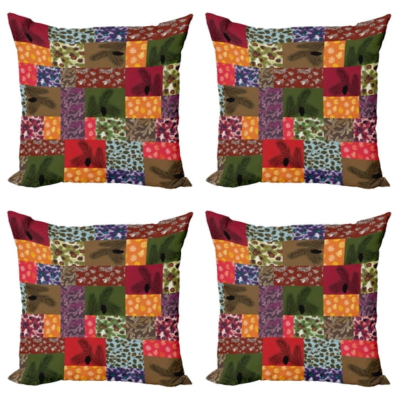Ambesonne Botanical Throw Pillow Cover 4 Pack, Colorful Pine Squares Art, 20", Multicolor