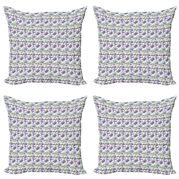 Ambesonne Botanical Throw Pillow Cover 4 Pack, Lavender and Peony, 20", Multicolor