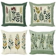 thumbnail image 1 of Ambesonne Botanical Throw Pillow Cover 4 Pack, Leafy Calm Blossoms Art, 18", Peacock Green Fawn Maroon, 1 of 4