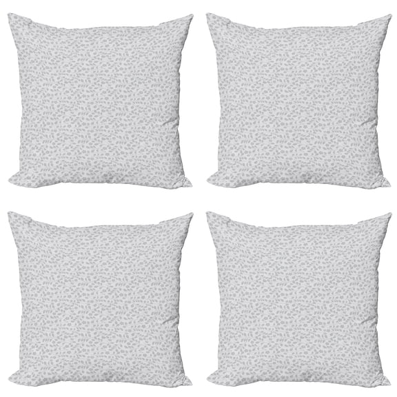 Ambesonne Botanical Throw Pillow Cover 4 Pack, Leaves Branches in Pastel, 18", Purpleblue Grey