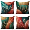 thumbnail image 1 of Ambesonne Botanical Throw Pillow Cover 4 Pack, Modern Meadow Abstract, 20", Teal Coral Pale Coffee, 1 of 5