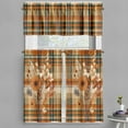 thumbnail image 1 of Ambesonne Botanical Valance & Curtain 3 Pcs Set, Rustic Plaid Meadow Bloom, 55"x30", Orange Tan Grey Teal, 1 of 7
