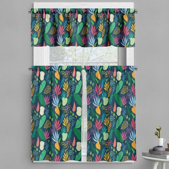 Ambesonne Botanical Valance & Curtain, Creative Abstract Nature, 55"x30", Multicolor